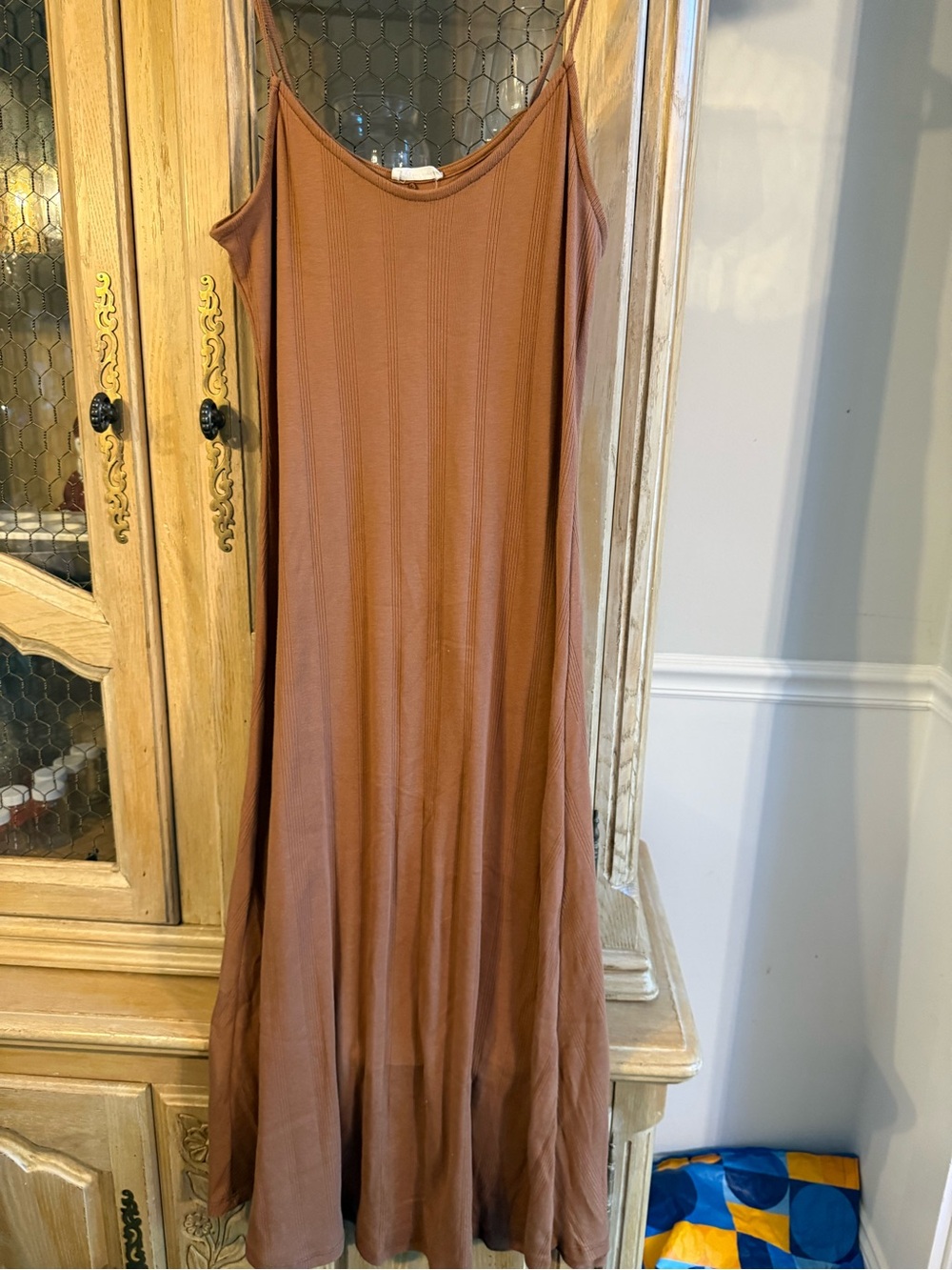 Bucketlist Sleeveless Rust Brown Ribbed Maxi Dress